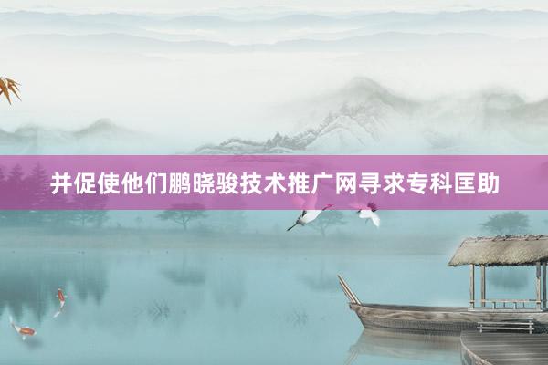 并促使他们鹏晓骏技术推广网寻求专科匡助